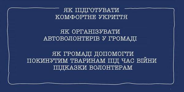 Як облаштувати дружнє для людей укриття, організувати автоволонтерів, допомогти покинутим тваринам під час війни - інфографіки