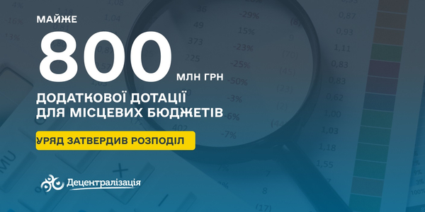 Уряд затвердив розподіл додаткової дотації для місцевих бюджетів на майже 800 млн грн