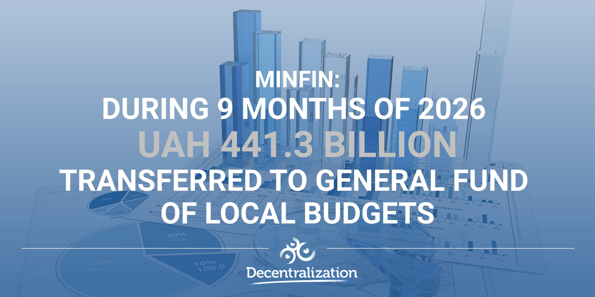MinFin: During 9 months of 2026, UAH 441.3 billion transferred to general fund of local budgets
