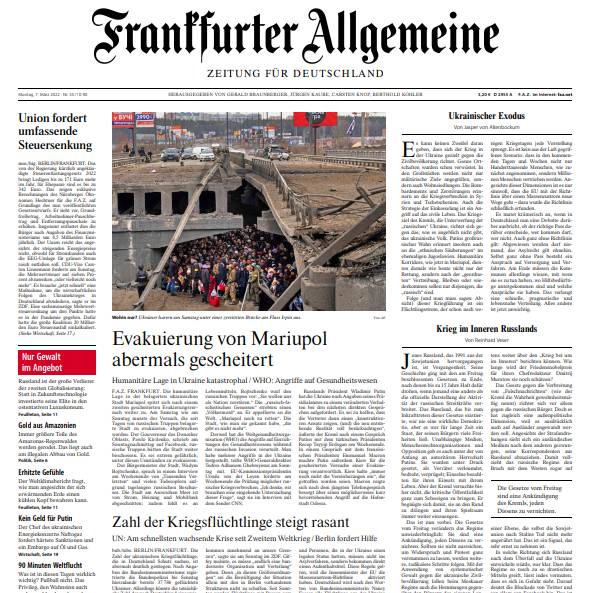 Іноземні ЗМІ про війну в Україні: Frankfurter Allgemeine Zeitung 07/2022